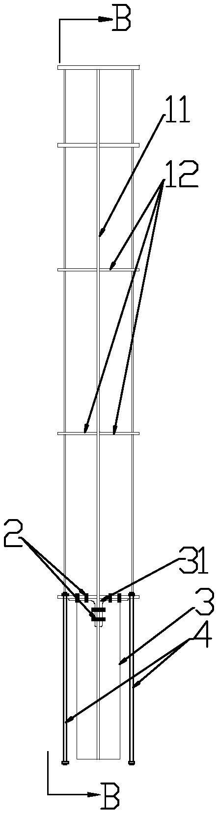 Building method for pull-rod-type combined wall