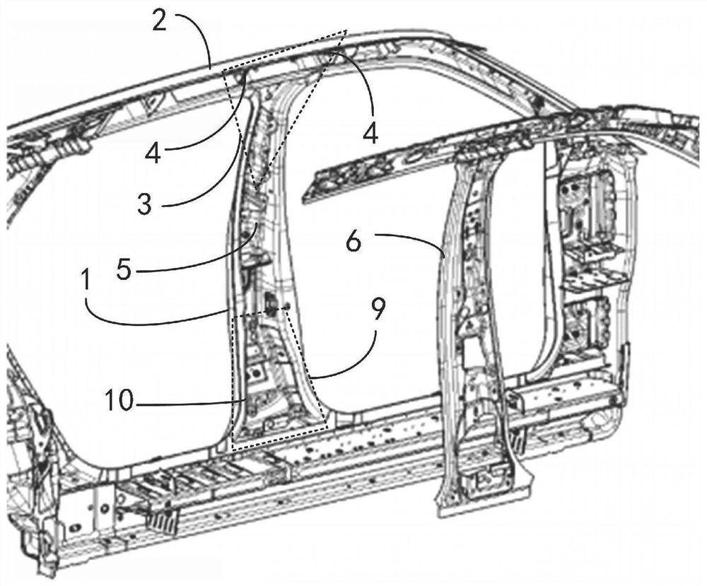 Automobile B column reinforcing structure and automobile B column