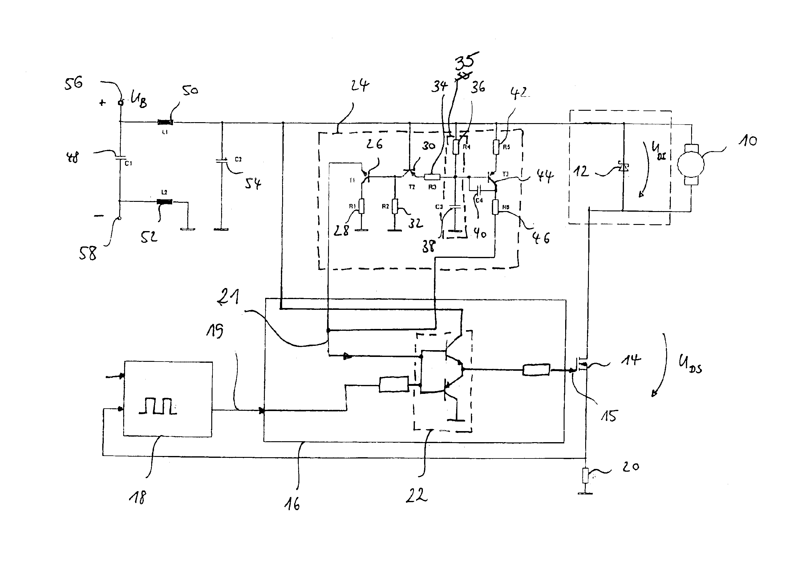 Device for controlling a power output stage