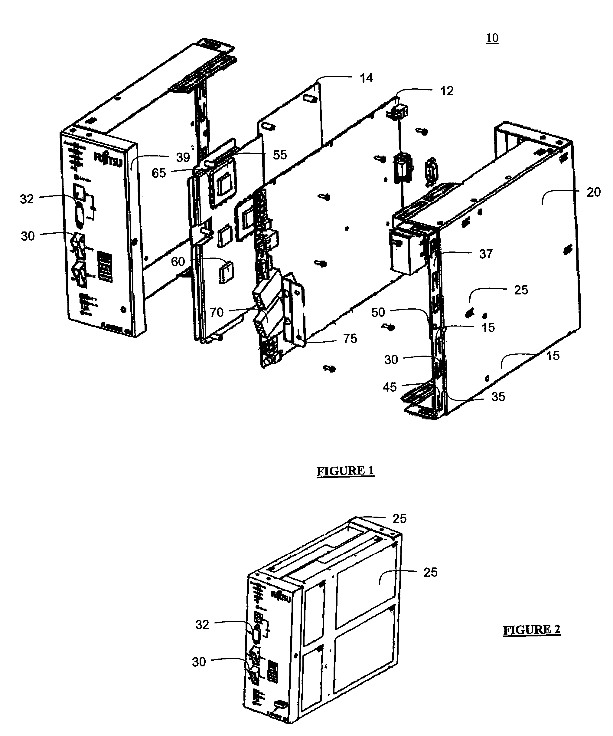 Heat dissipating housing with interlocking chamfers and ESD resistance