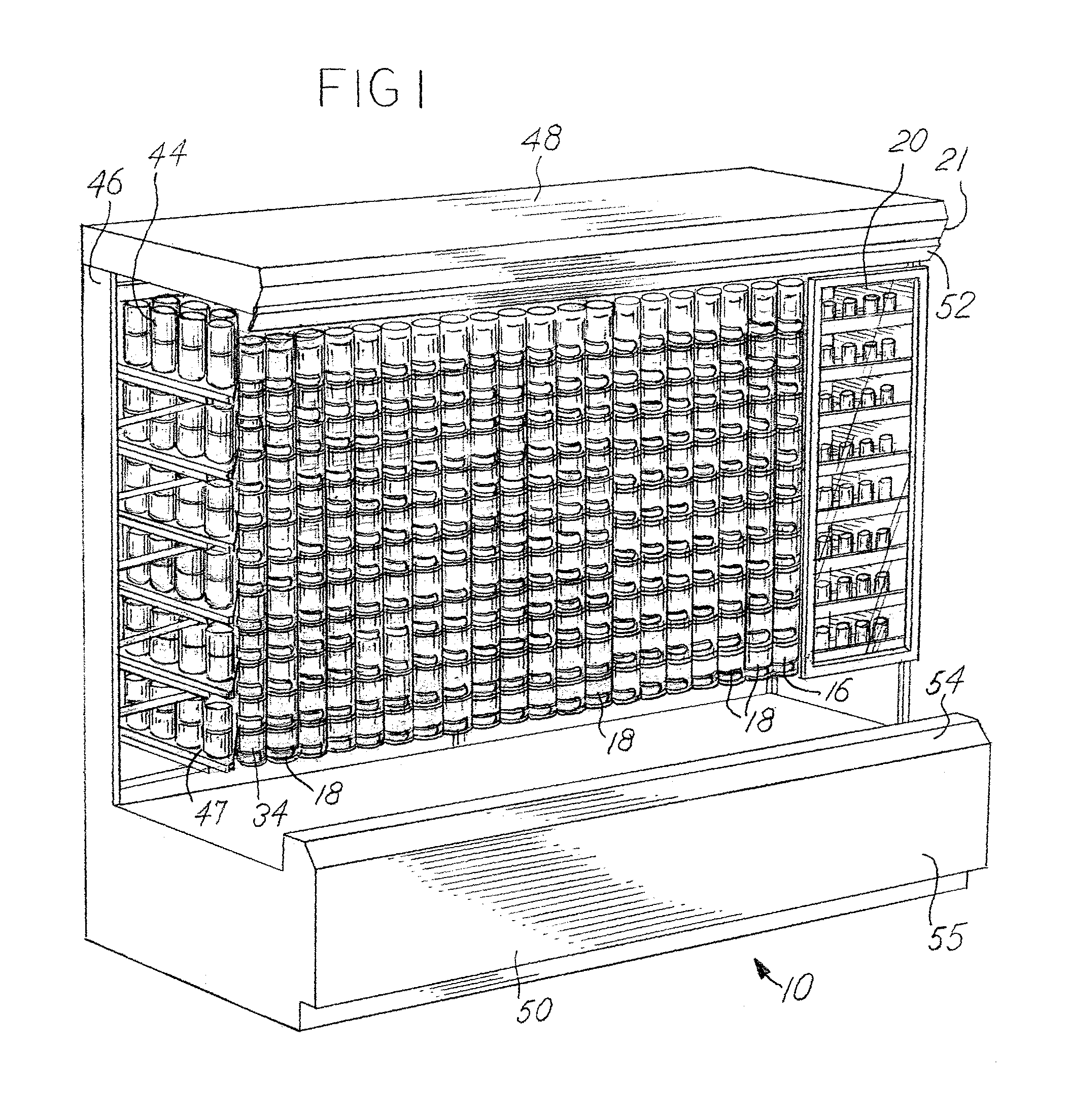 Merchandising system with flippable column and/or item stop