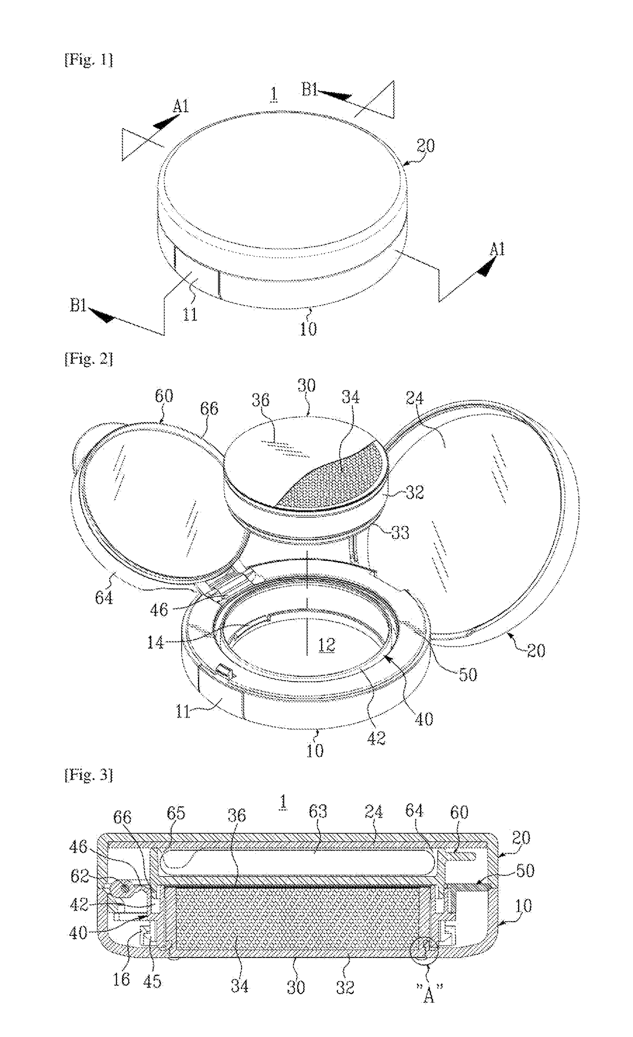 Compact case having airtight structure refillable with capsule cosmetic