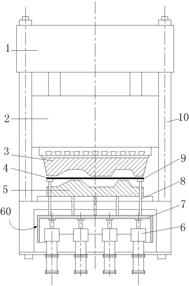 Supercharged electric servo deep-drawing cushion