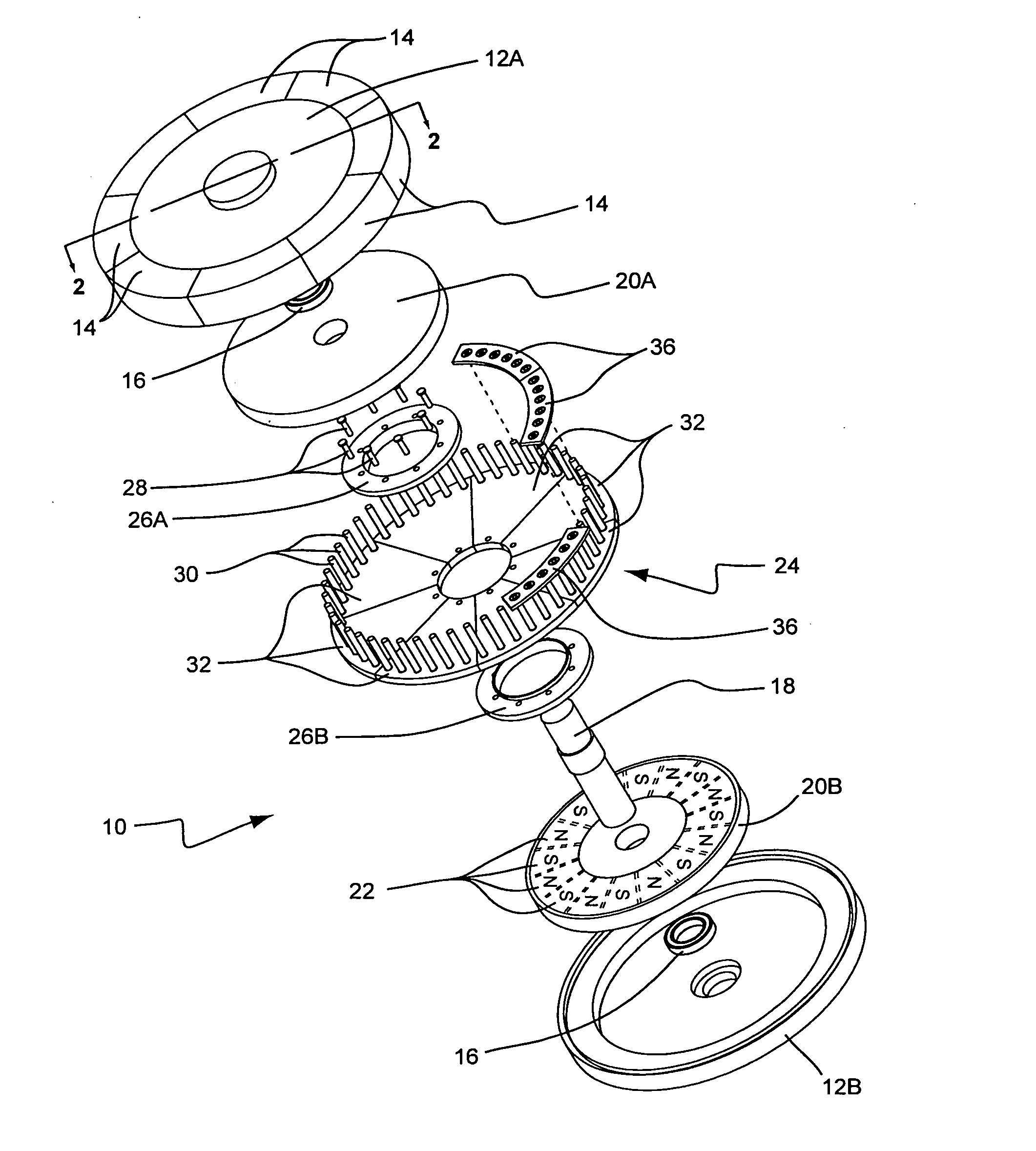 Segmented stator for an axial field device