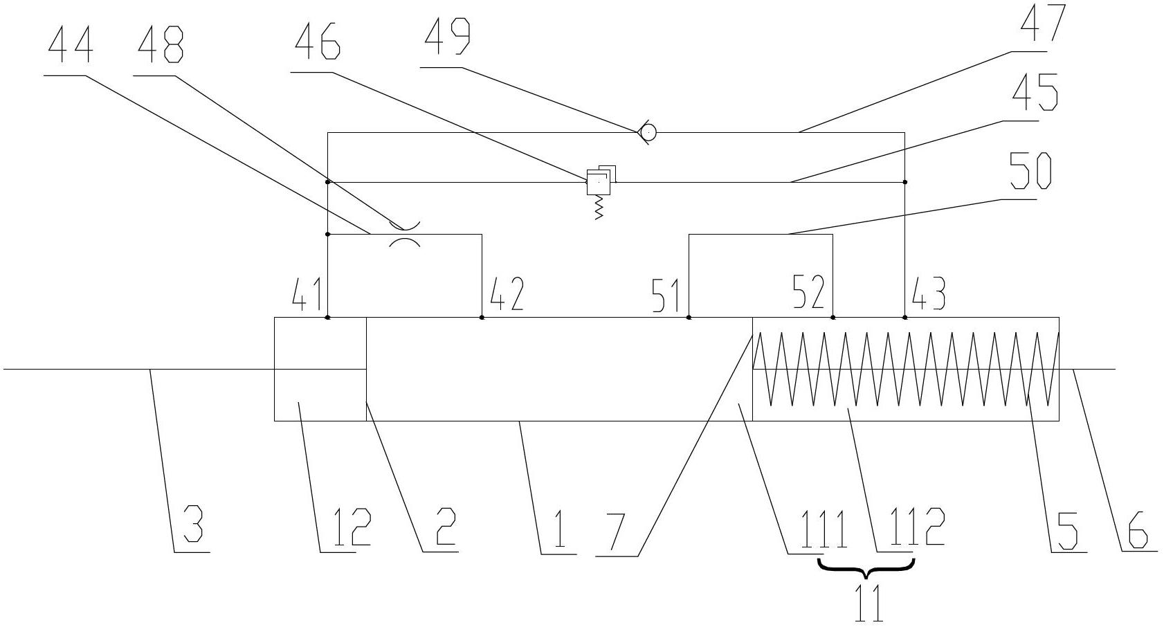 Buffer unit and boom rearward tilting prevention device provided with buffer unit