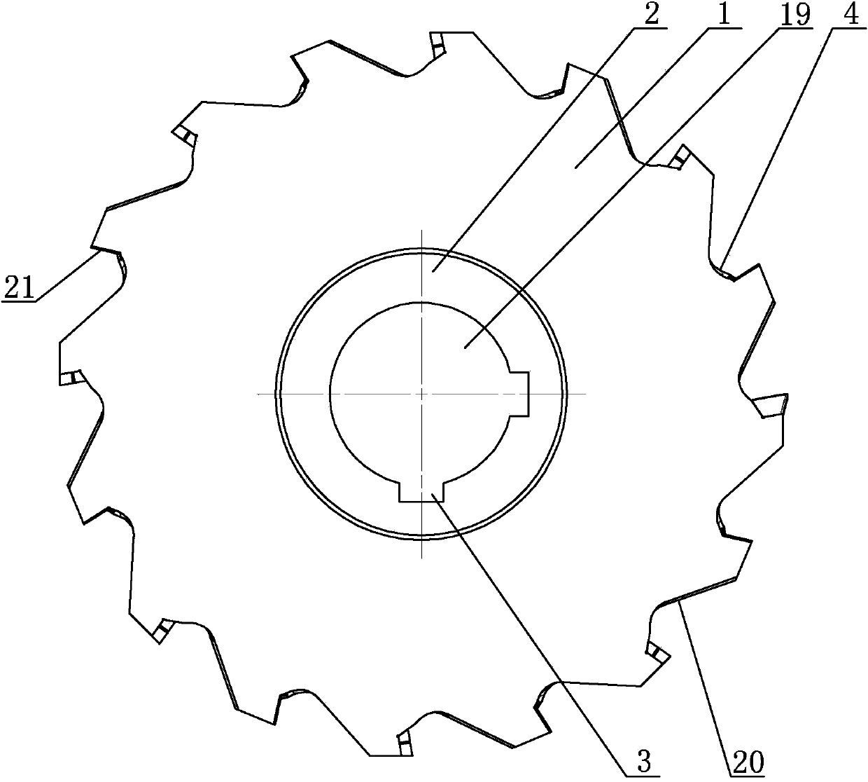 Special cutting-width-variable three-edge milling cutter for grooving overall blade disk