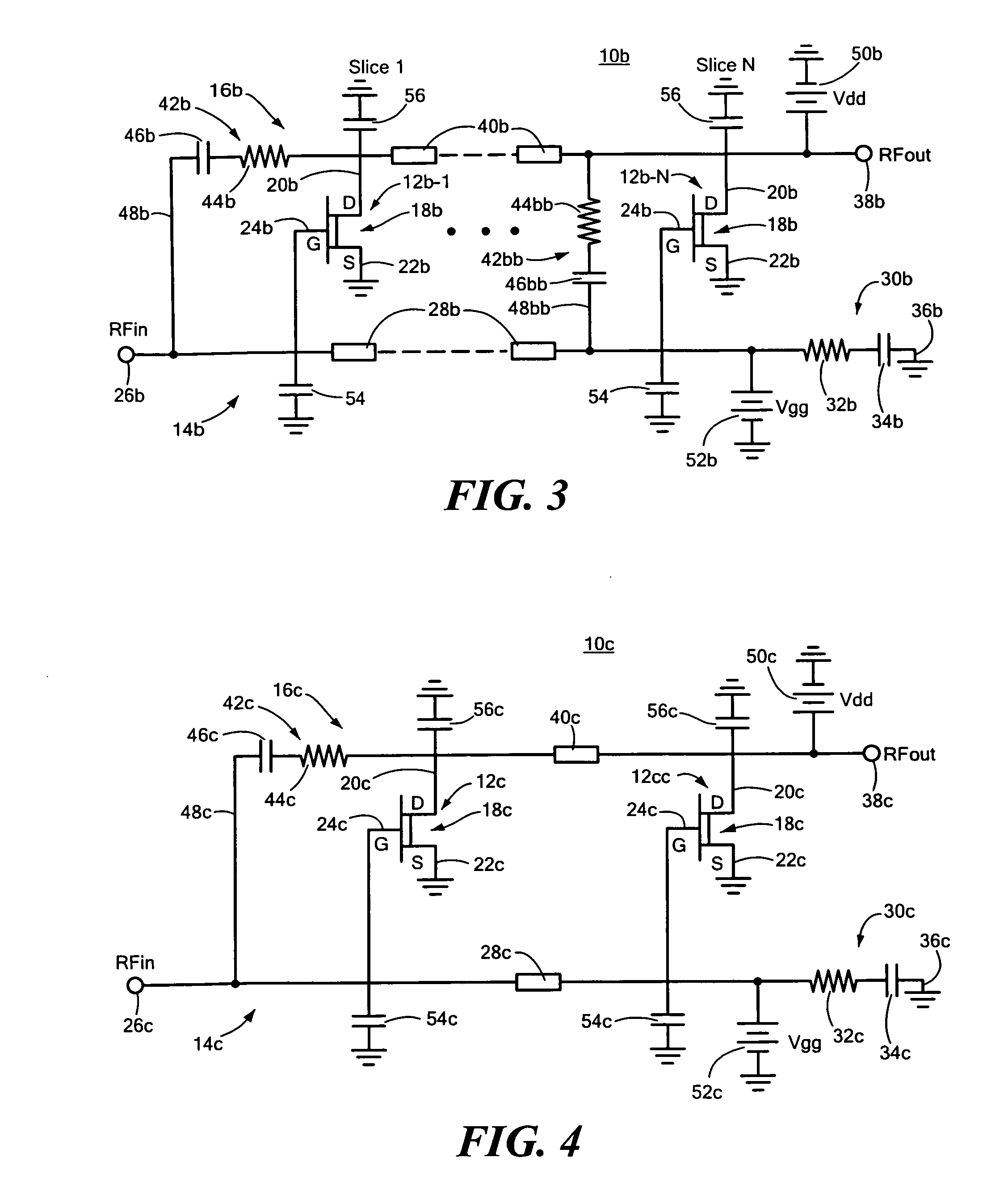Modified distributed amplifier to improve low frequency efficiency and noise figure