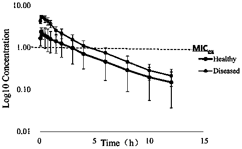 Construction method of antibacterial cefquinome PK/PD model for livestock and application