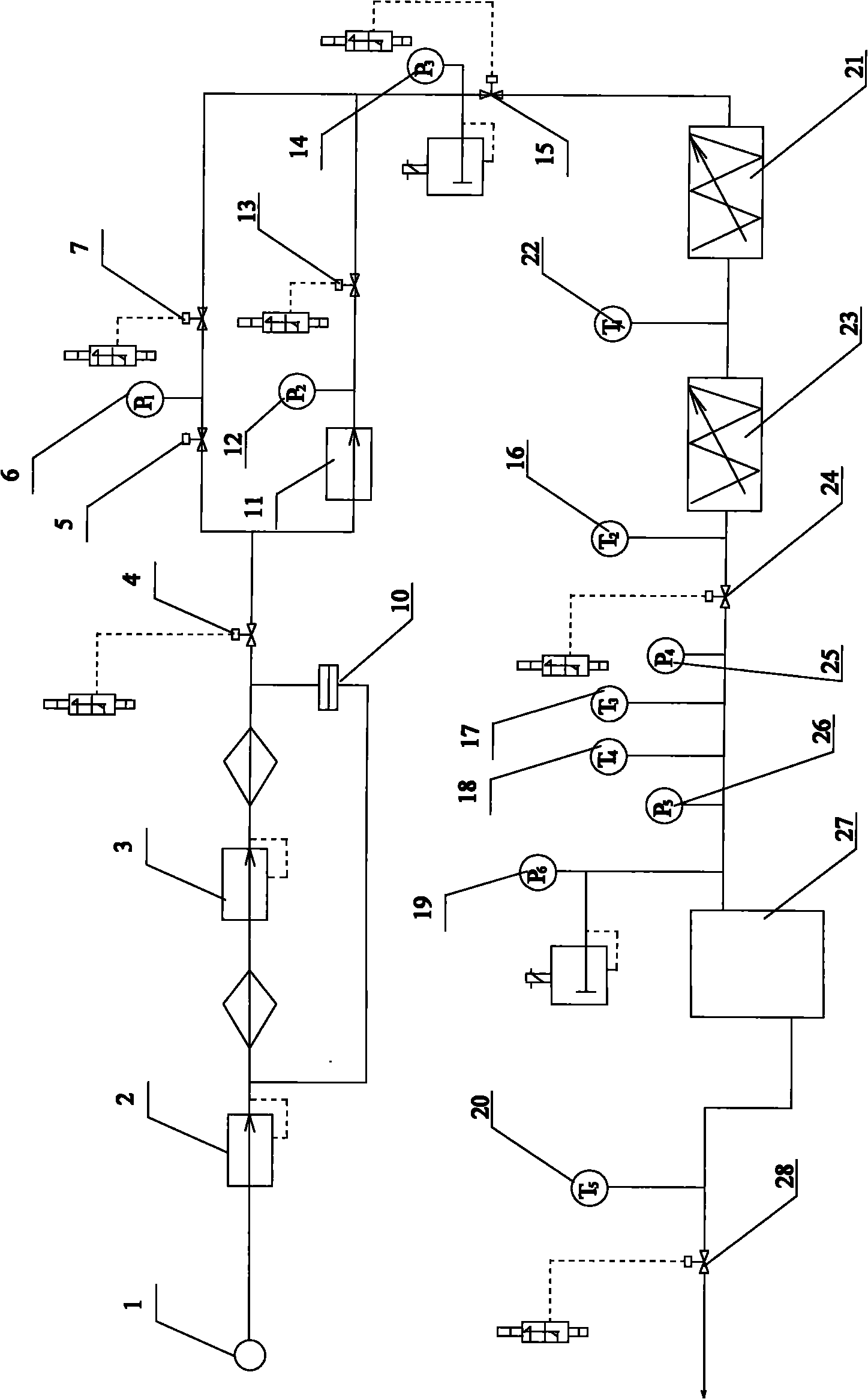 Computer test control system for pressure alternating test of air-air intercooler