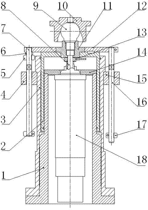 Vertical supporting device driven through servo electric cylinder