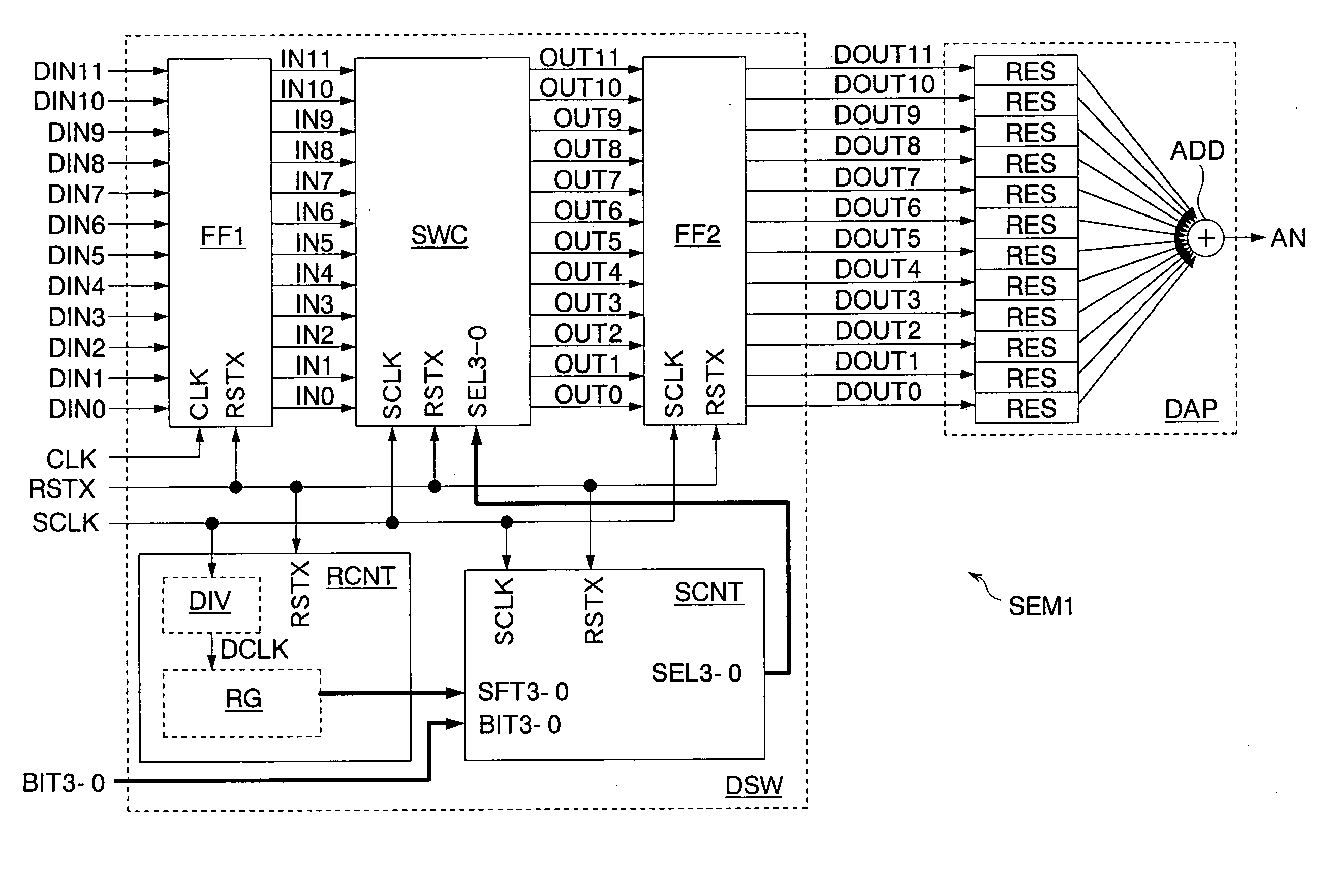 Semiconductor integrated circuit having switch circuit of digital signal