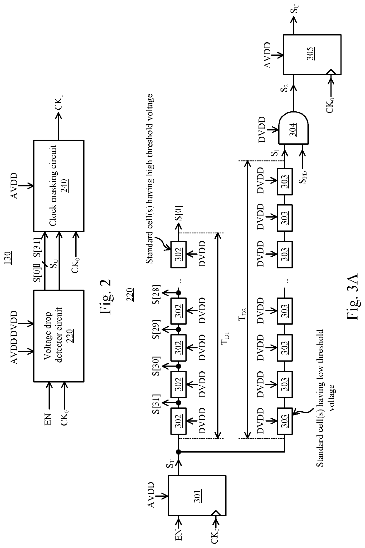 Digital circuit device and voltage drop detector circuitry