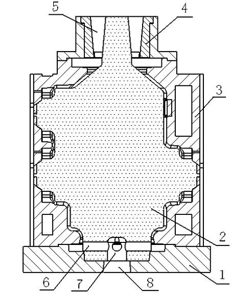 Die of cast aluminum shell for high pressure switch, and method for producing cast aluminum shell