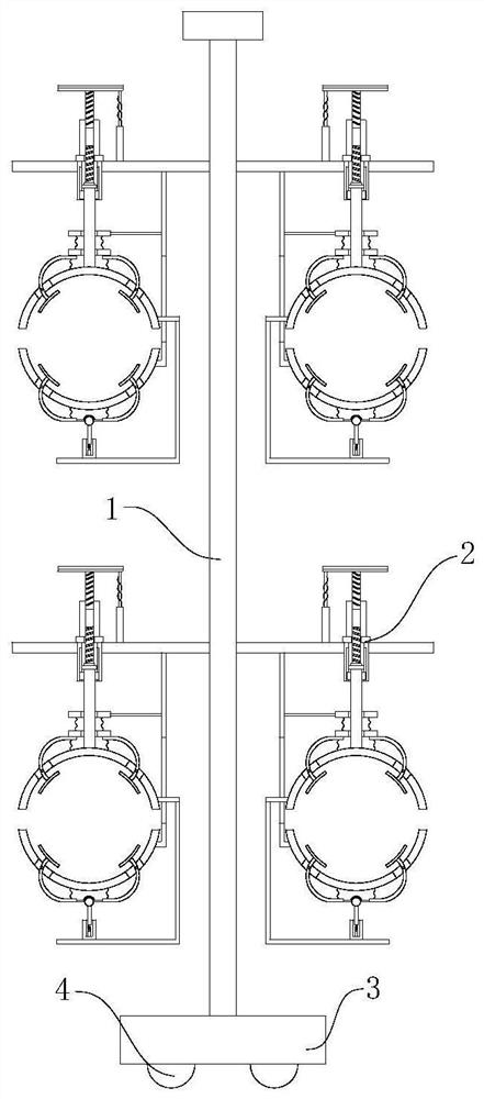 A sporting goods placing rack used in physical education class