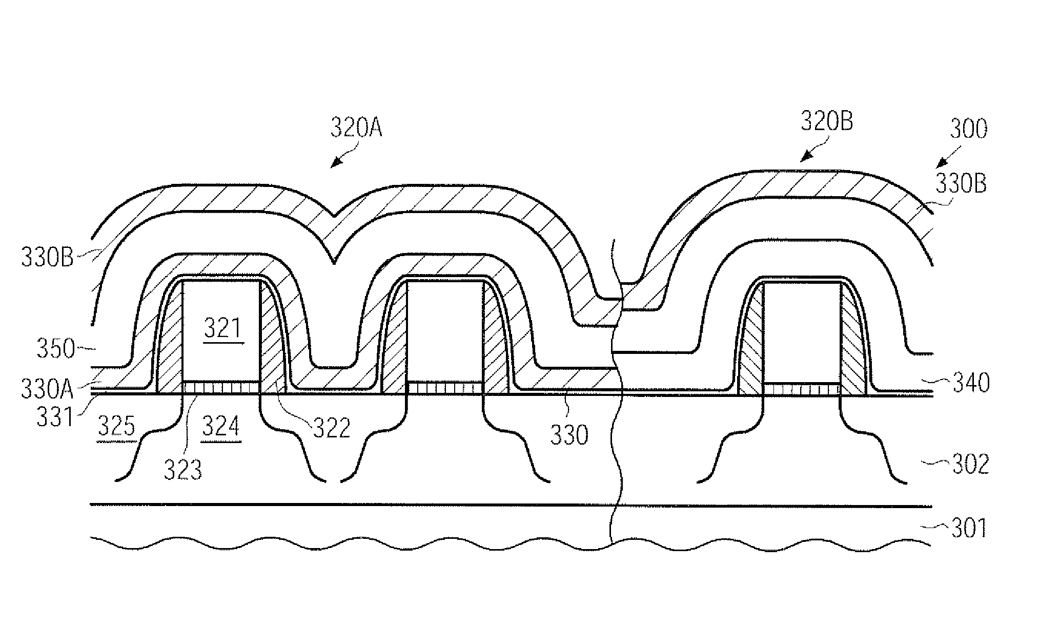 Interlayer dielectric material in a semiconductor device comprising stressed layers with an intermediate buffer material