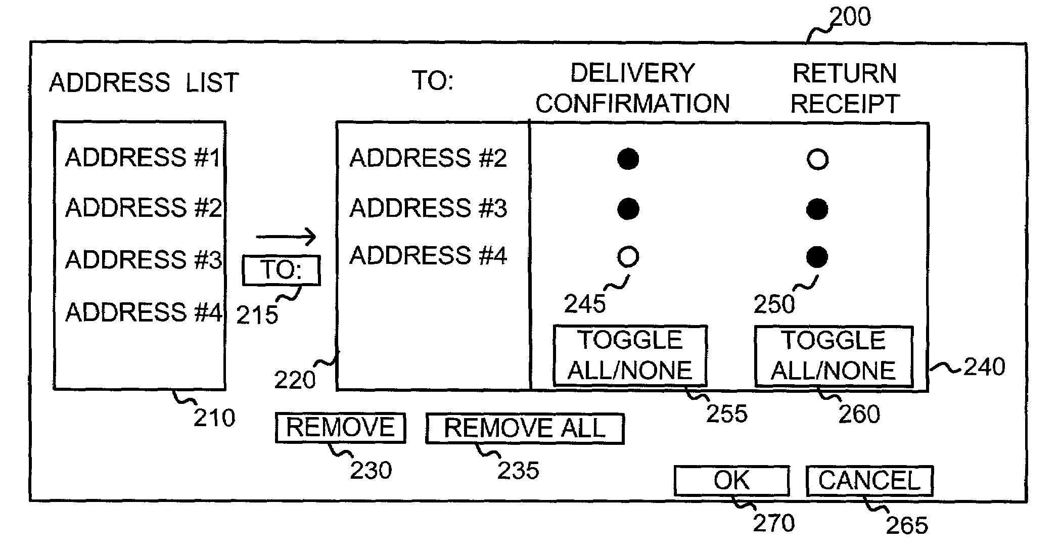 System and method for selective application of email delivery options