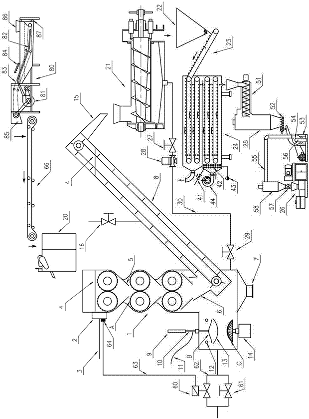 Contra-rotating roller type huperzine-A infusion and extraction device with cleaning machine and charcoal molding machine