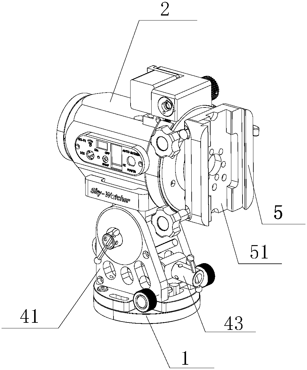 Dimension adjustment mechanism of a combined equatorial mount