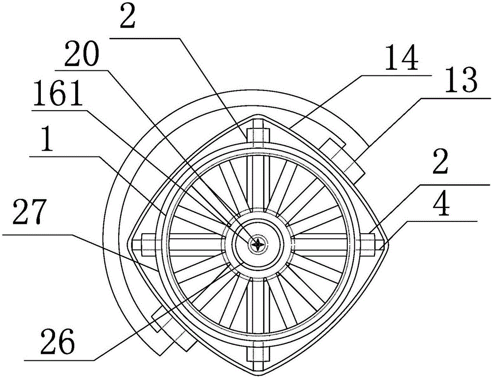 Mop washer-dryer with magnetic buckle connection, hexagonal rotary sliders and self-locking lifting side-pinned cylinder