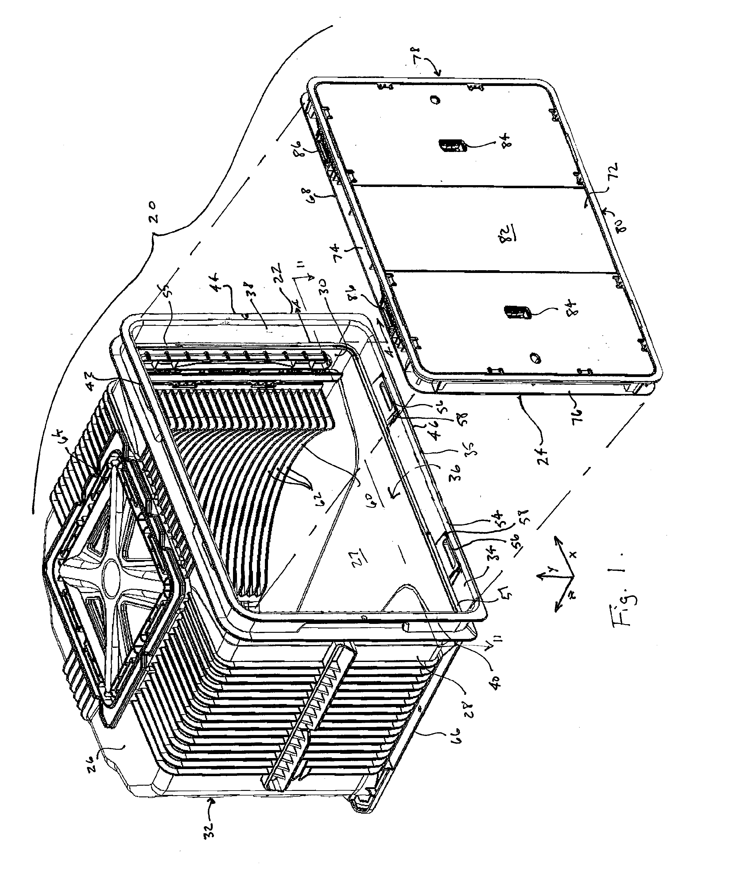 Wafer container with door guide and seal