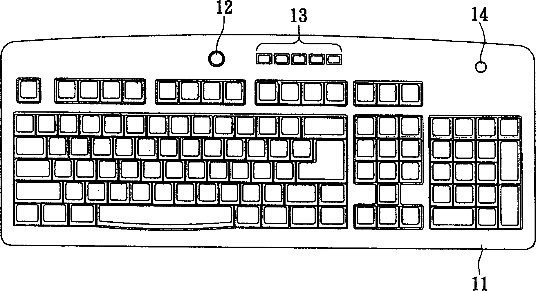 Keyboard having extended keys and method for setting code of extended key