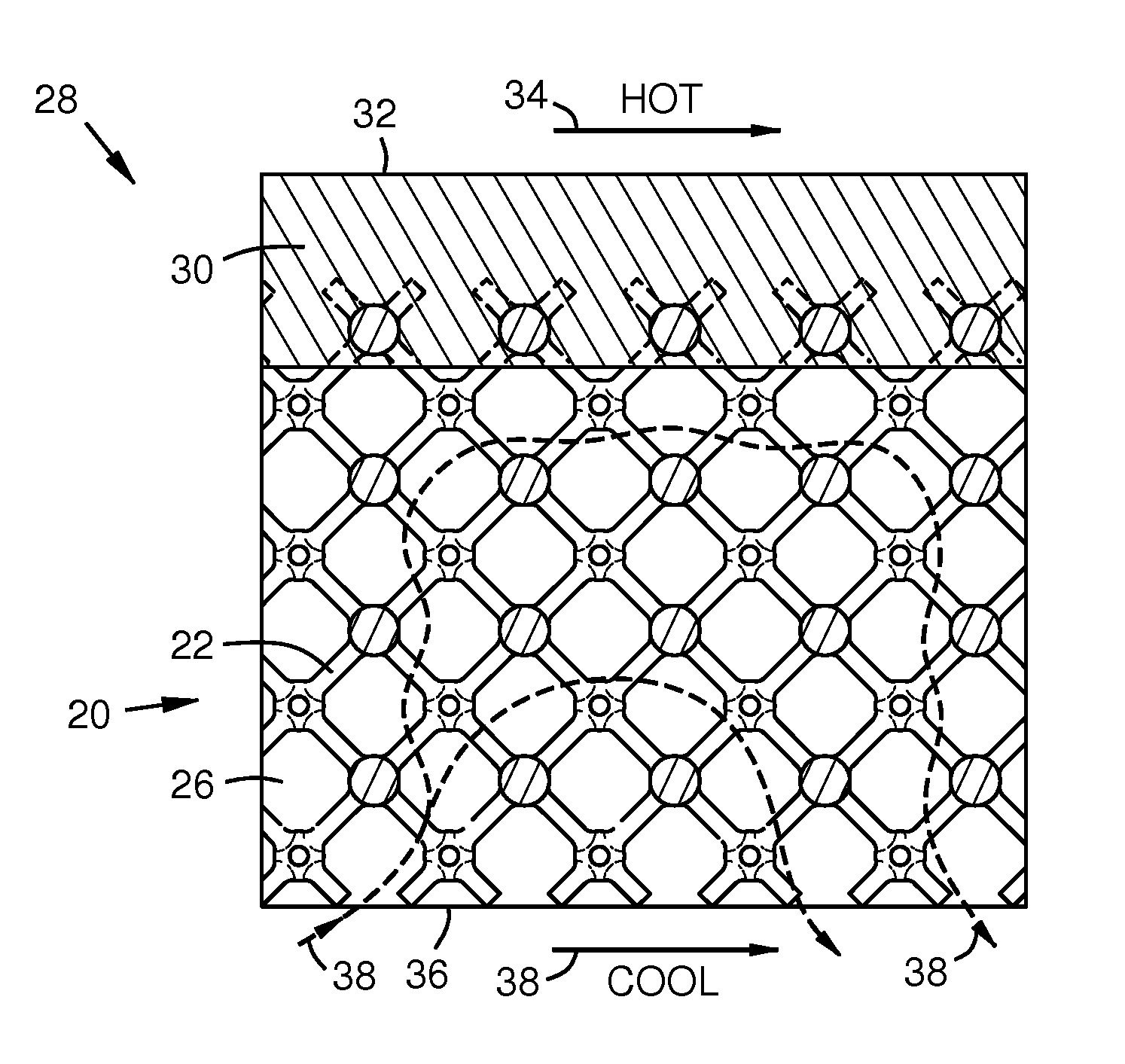Process for making a wall with a porous element for component cooling