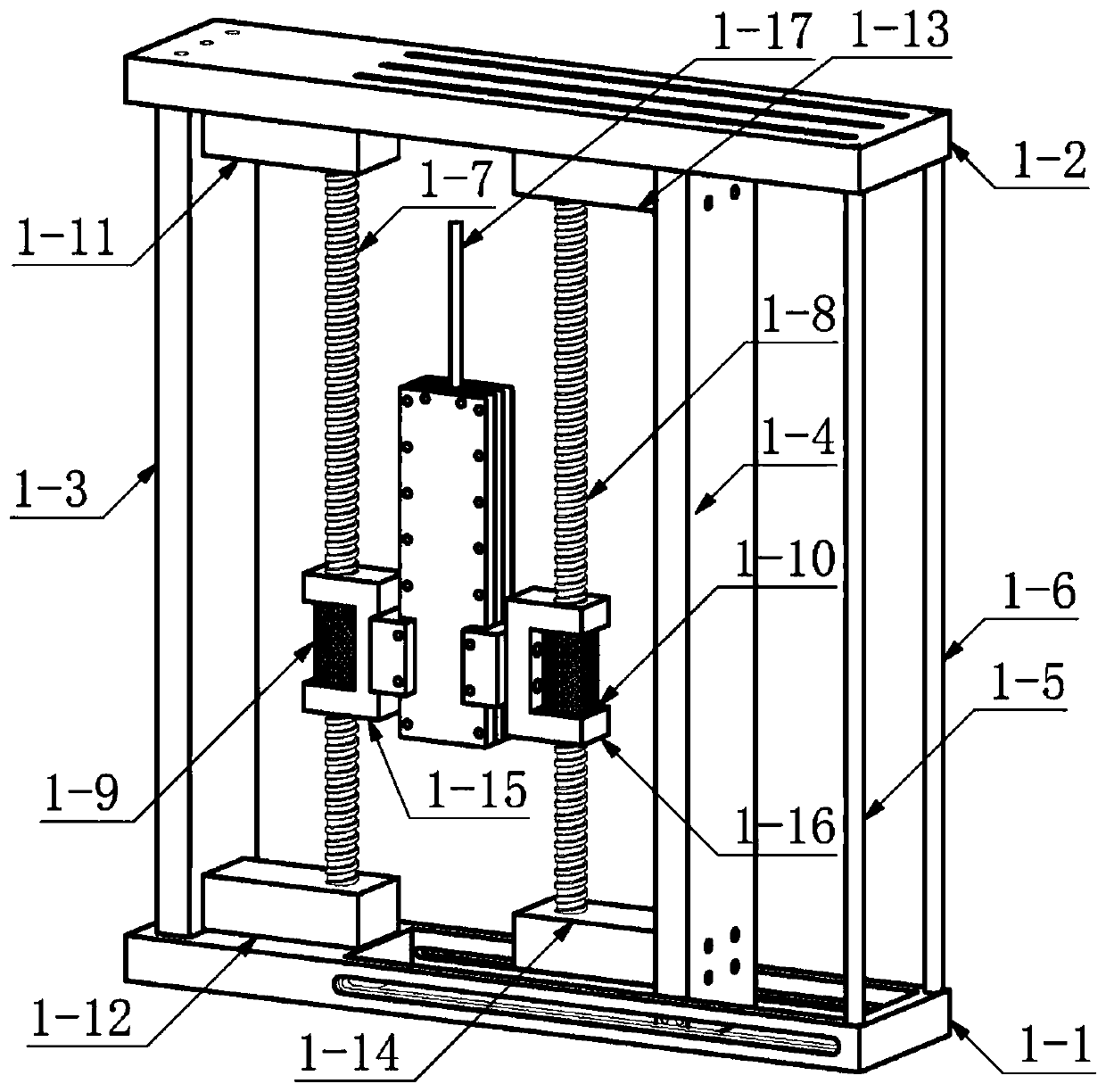 Lifting frame for fast adjustment of to-be-tested area of detonation schlieren