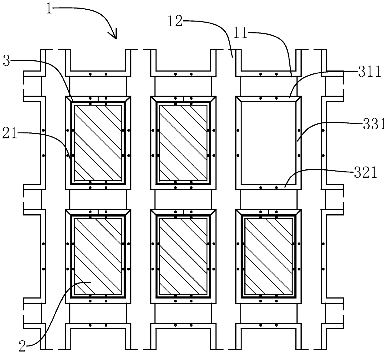 Anti-seismic hidden frame glass curtain wall structure and mounting and dismounting method
