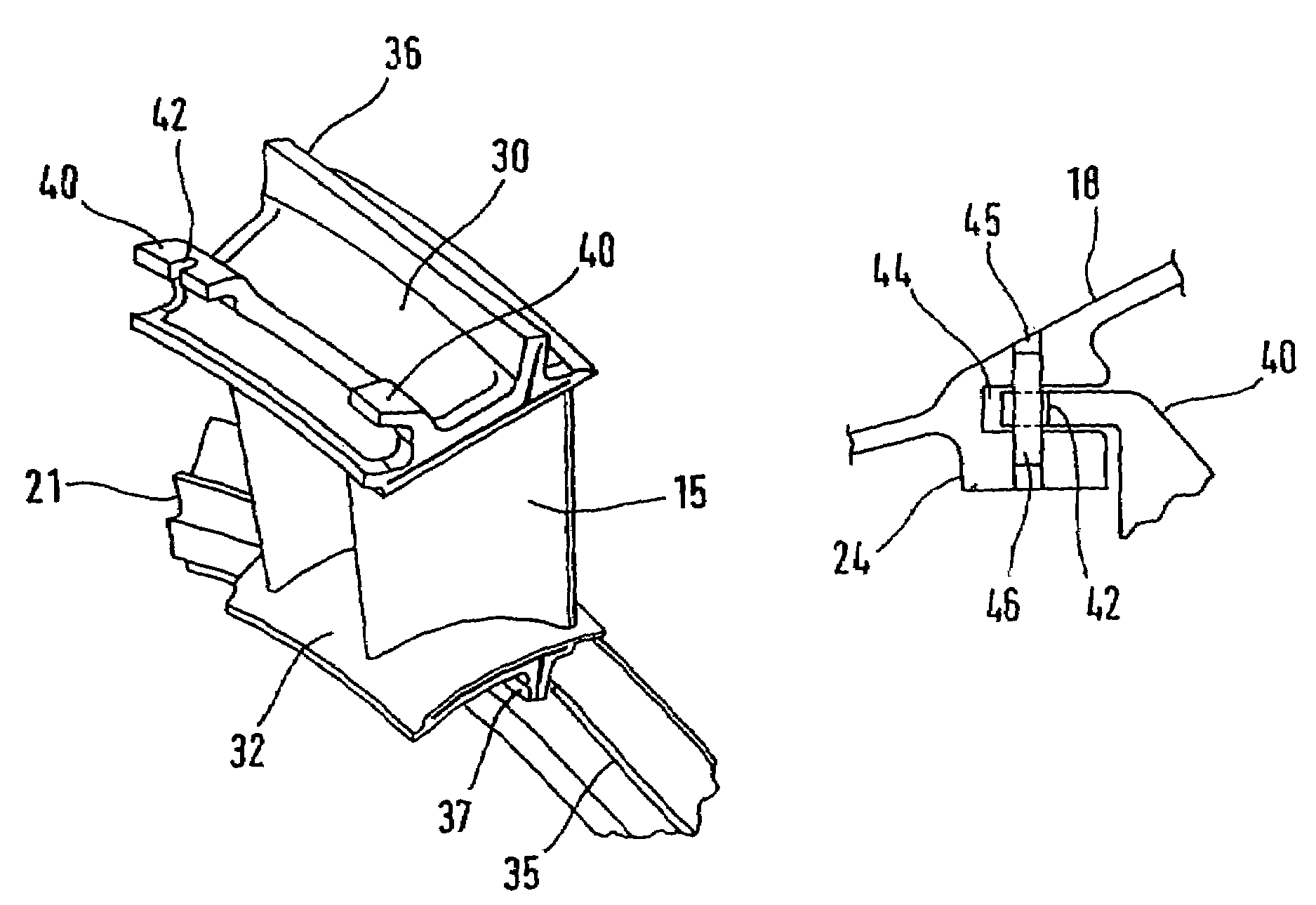 Guide blade fixture in a flow channel of an aircraft gas turbine