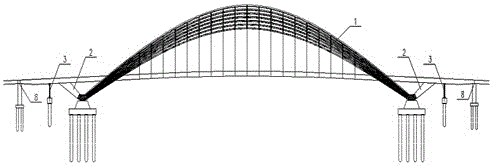 Super large pier tie rod and foundation structure