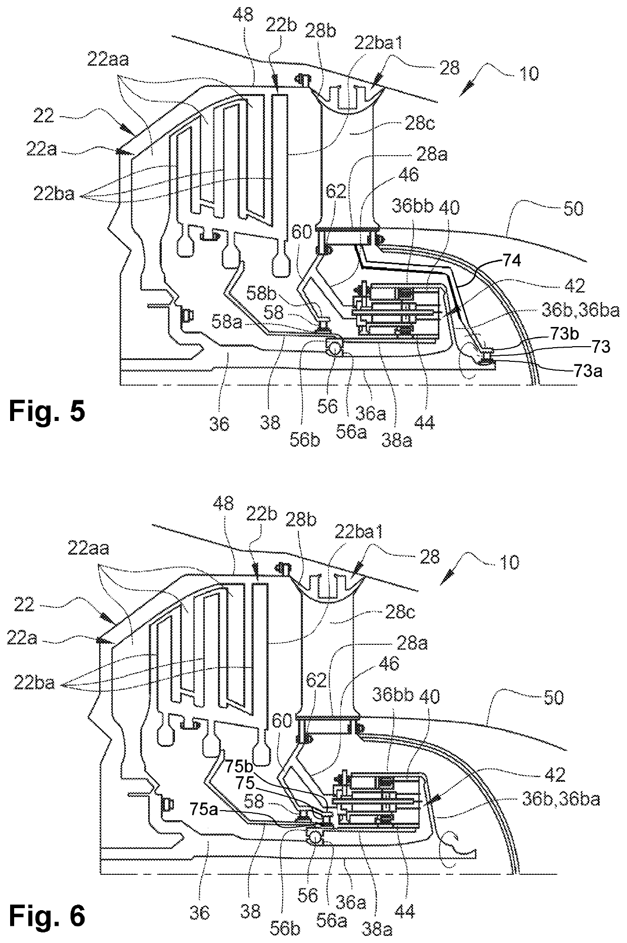 Turbine engine with a contra-rotating turbine for an aircraft