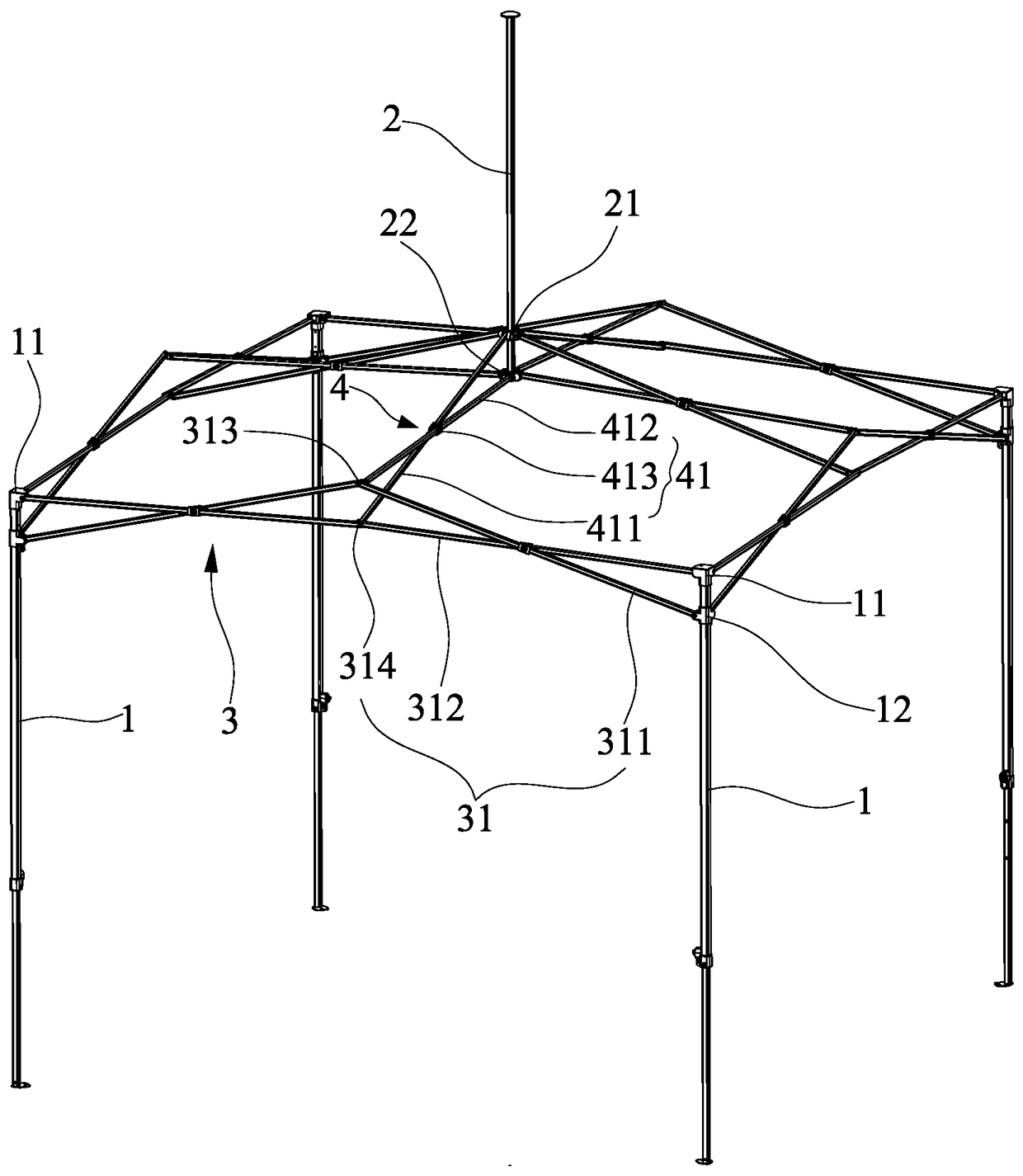 Improving structure for top of tent frame rod