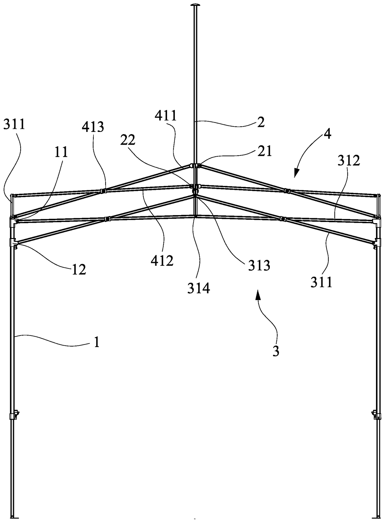 Improving structure for top of tent frame rod