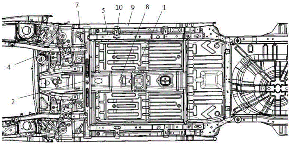 A battery-swapping type electric vehicle body front floor crossbeam connection structure