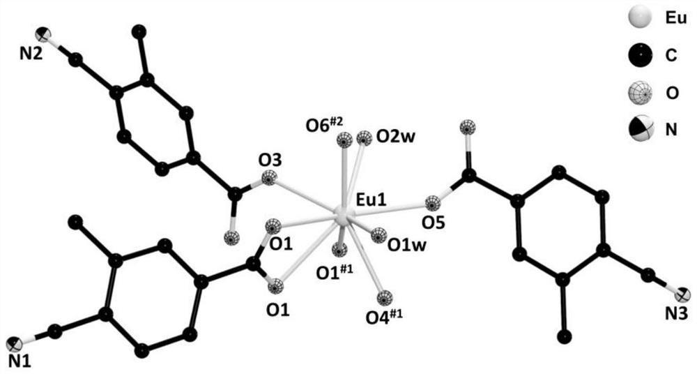 one with mno  <sub>4</sub>  <sup>-</sup> Rare earth europium coordination polymer with detection function and preparation method thereof