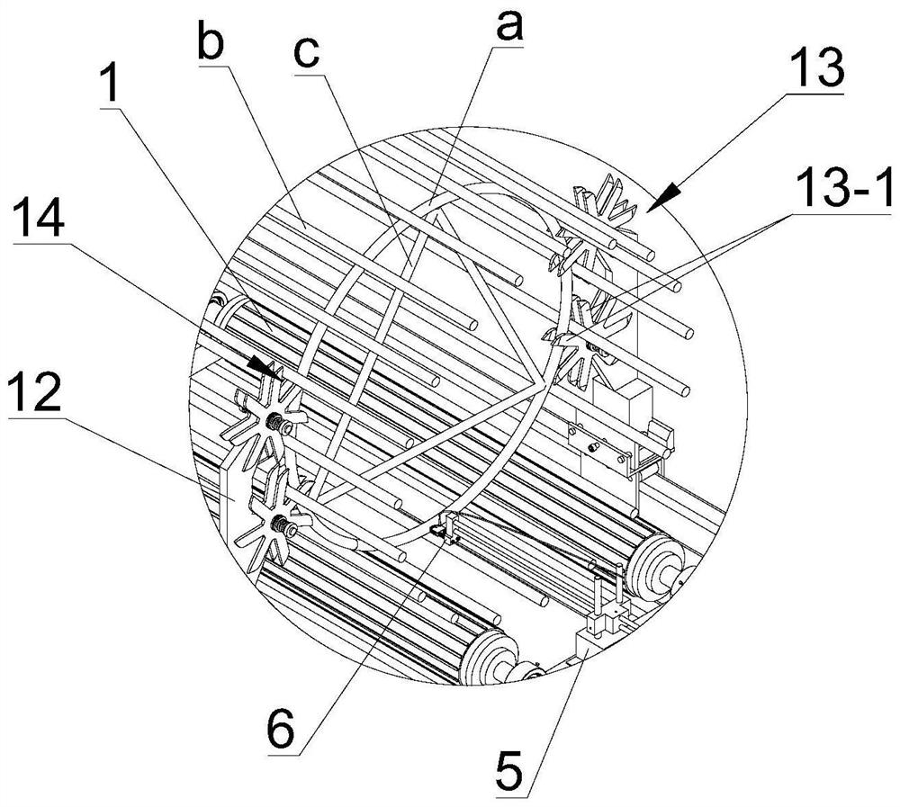 Rolling device for welding machining of cylindrical reinforcement cage