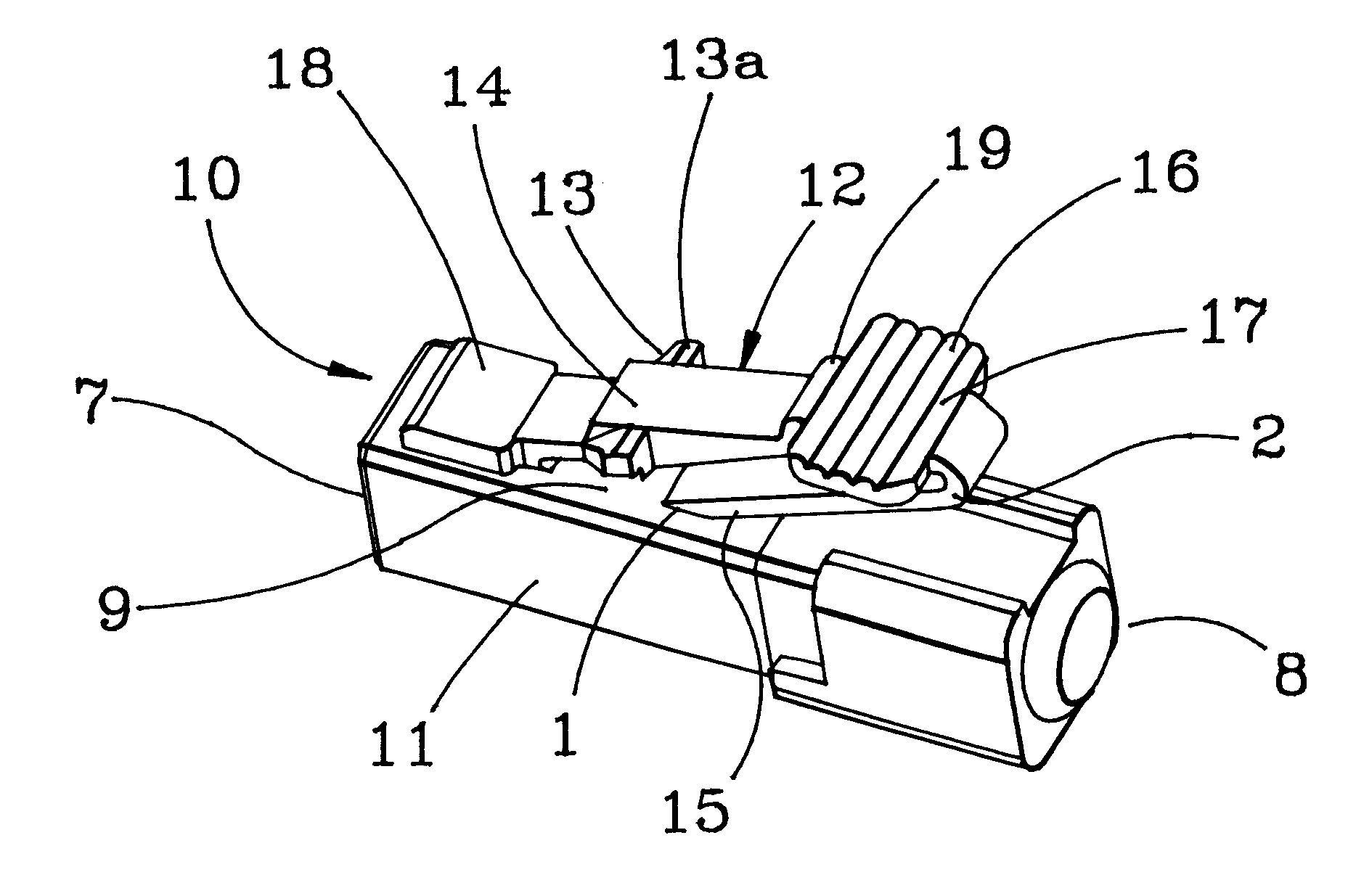 Connector with articulated latch