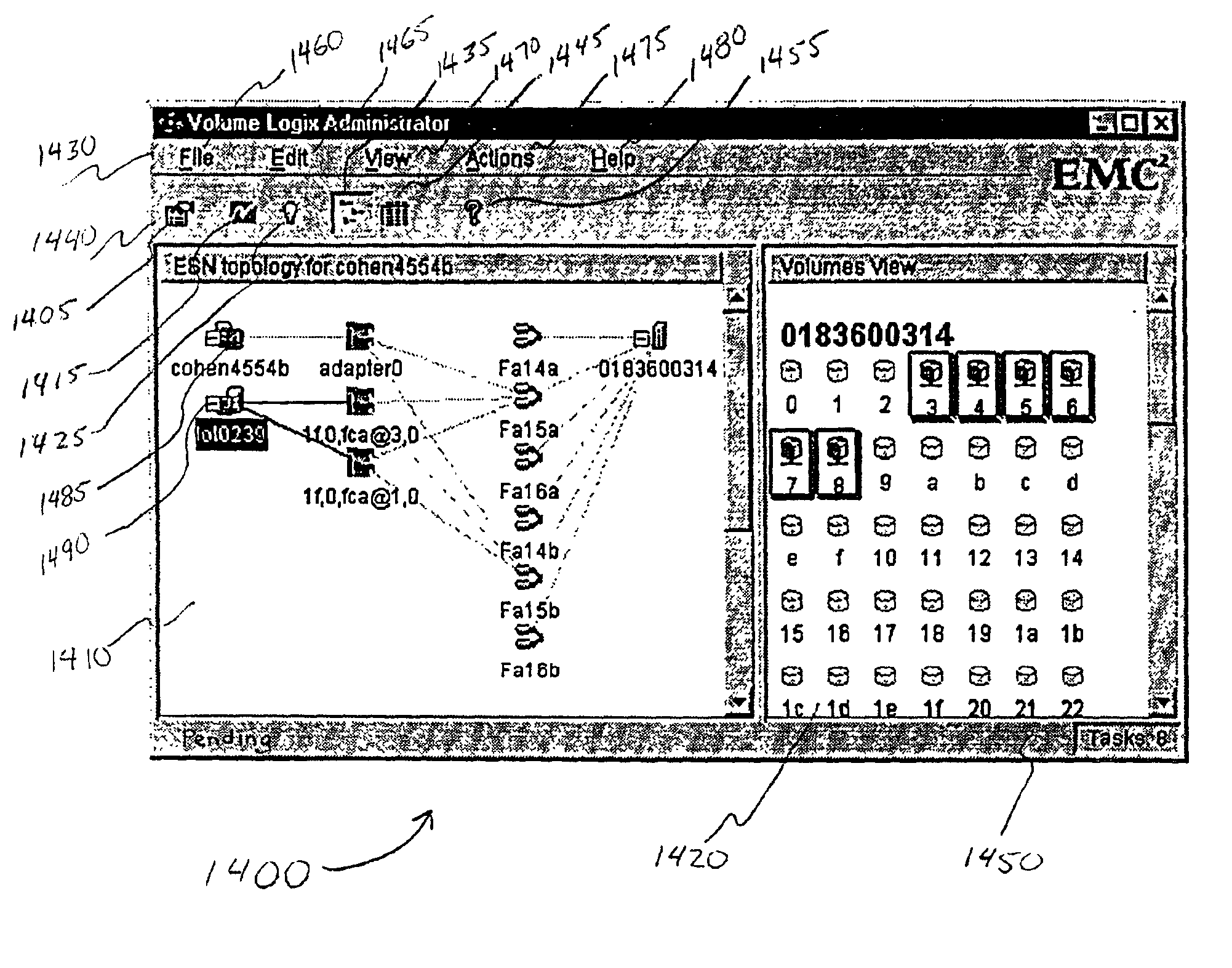 User interface for managing storage in a storage system coupled to a network