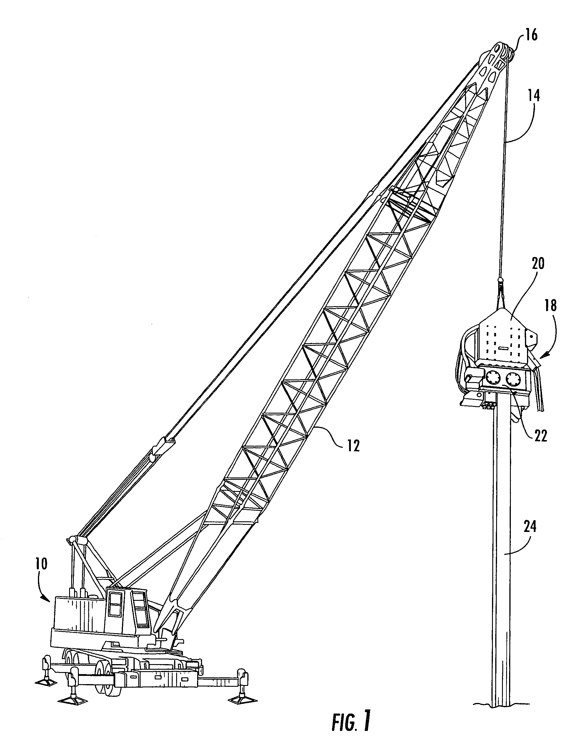 Vibratory pile driver/extractor with two-stage vibration/tension load suppressor