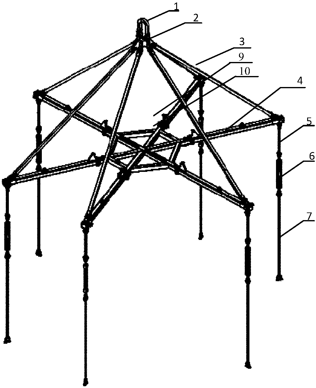 Large-span folding type umbrella-shaped lifting device