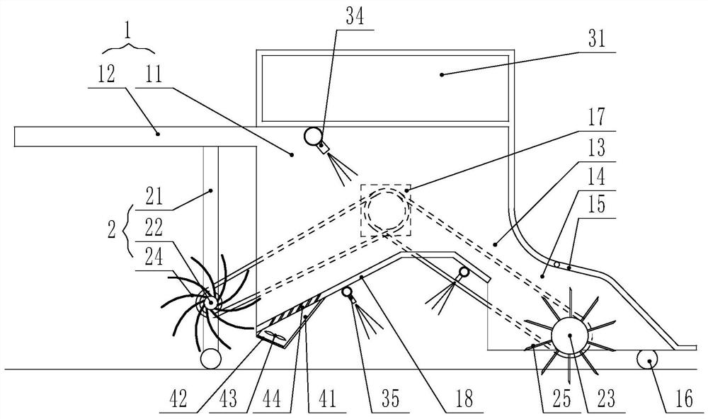 A spring-tooth type decomposing agent spraying device for straw returning to the field