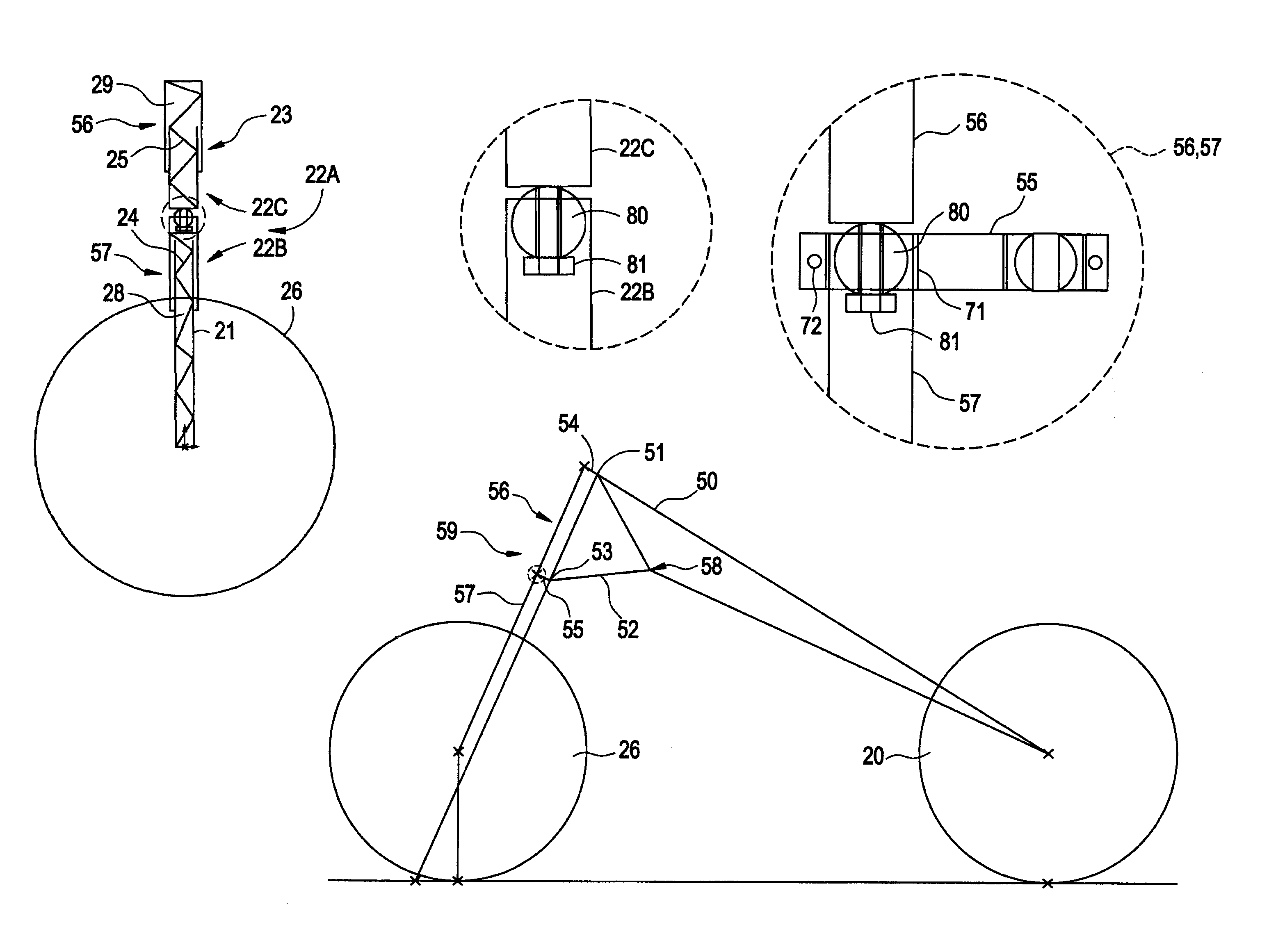 Front wheel suspension system for vehicles having a single front wheel