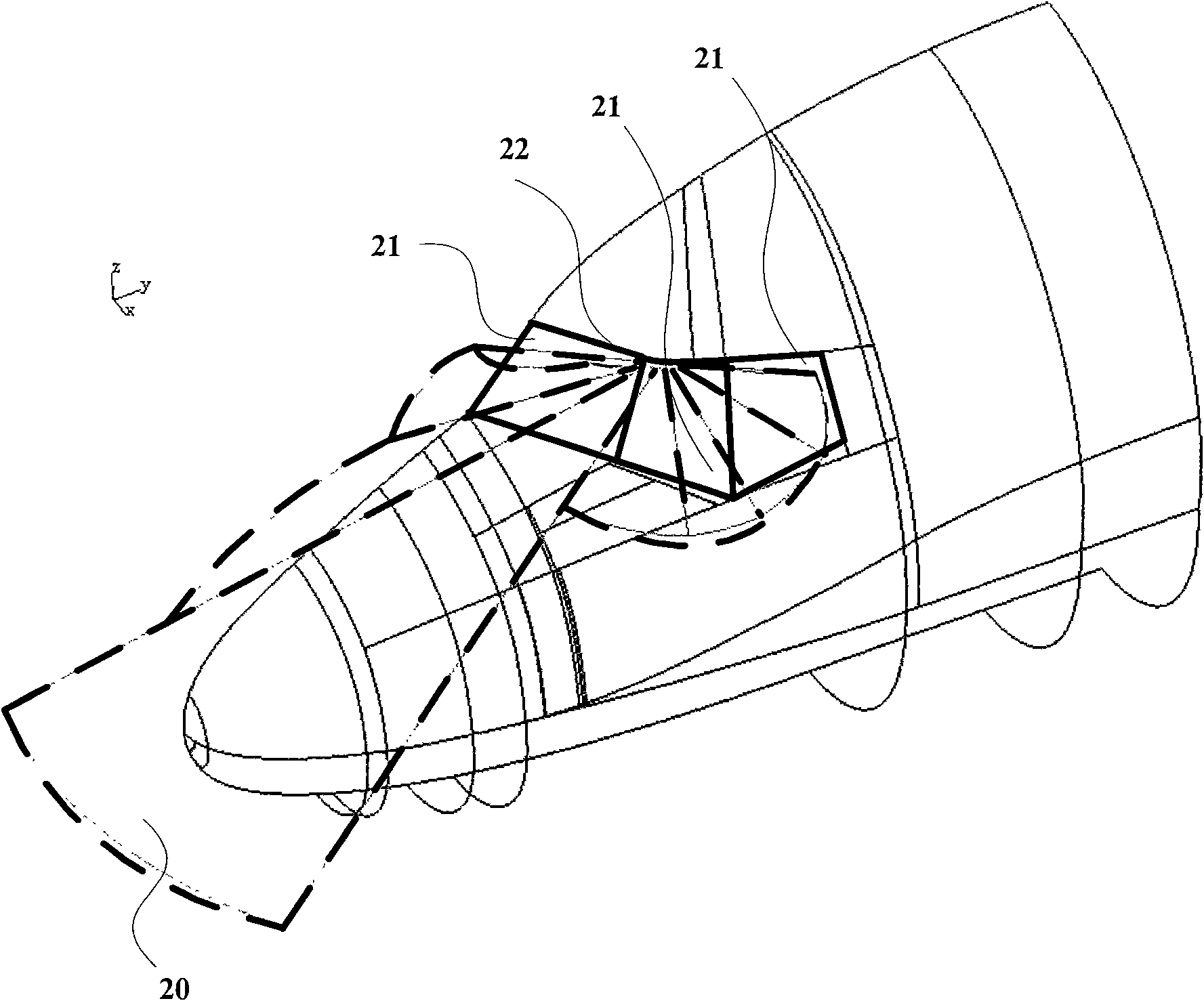 Method for designing plane control cabin windshield specific to visual field