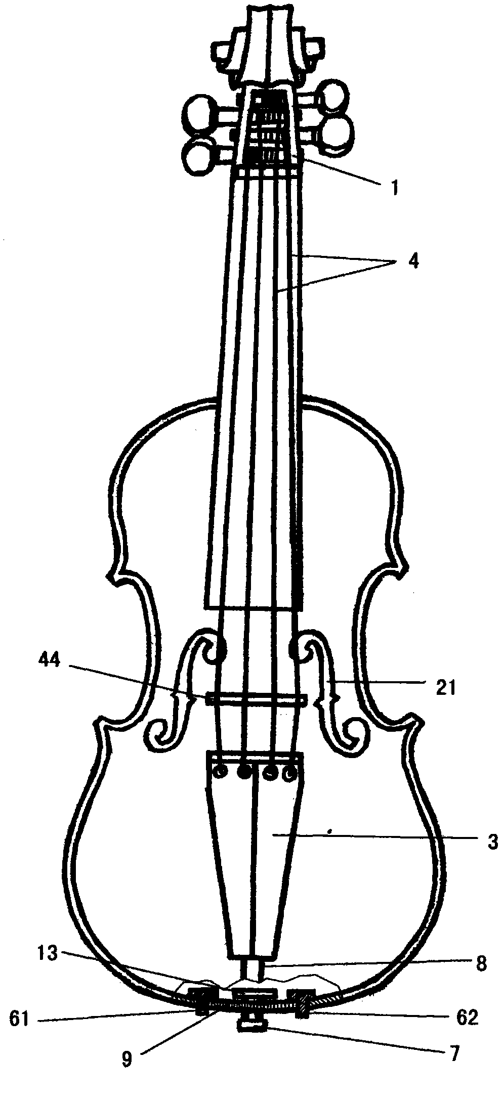 Tail-locked violin