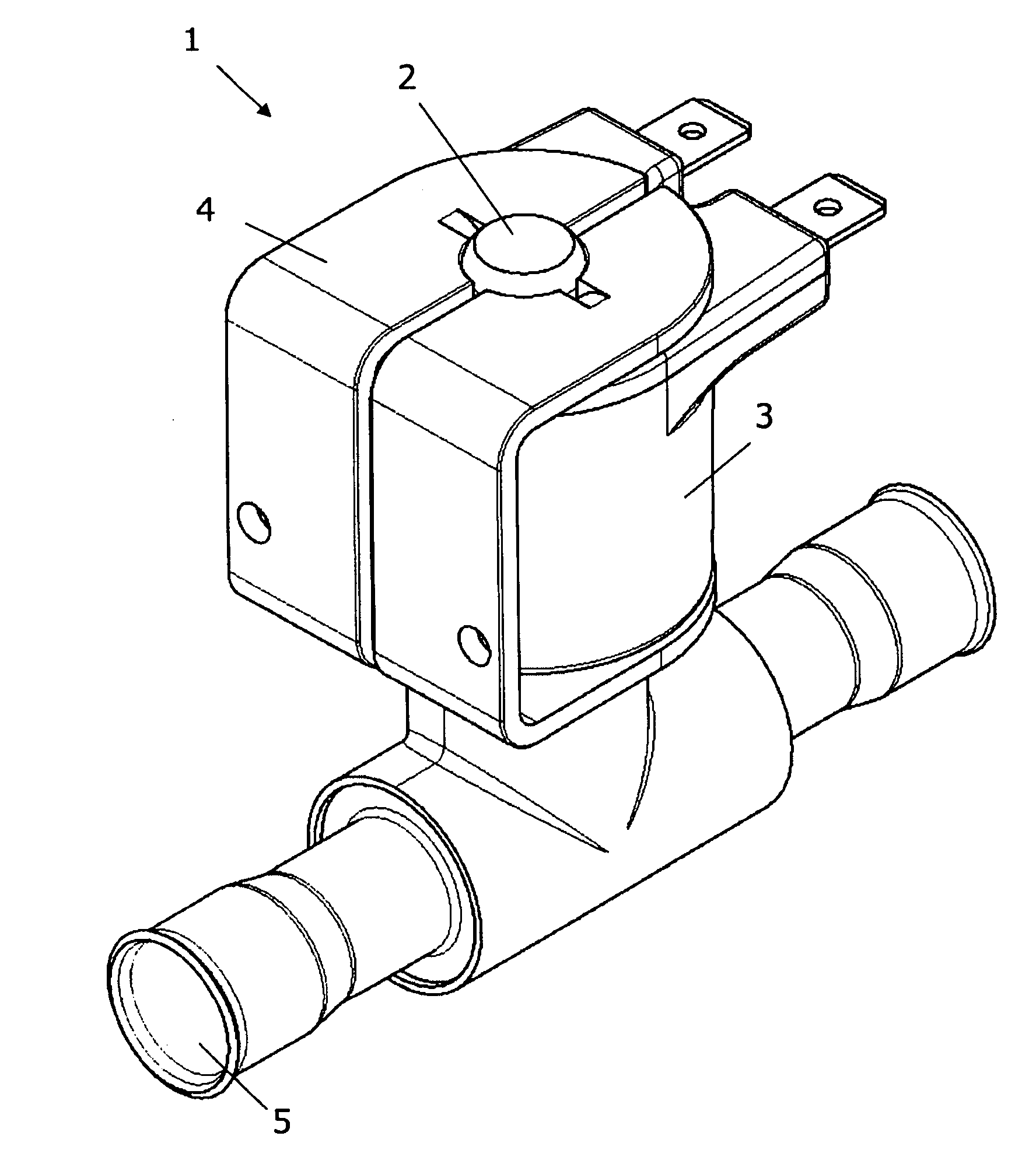 Valve with a solenoid fixed to a plunger tube by a yoke