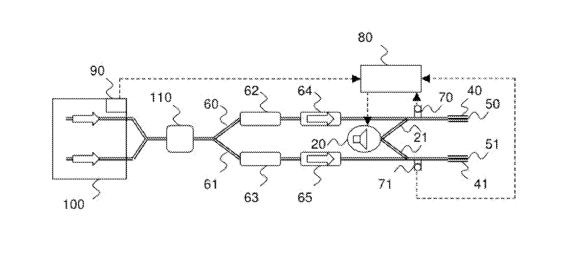System for influencing exhaust noise in a multi-flow exhaust system