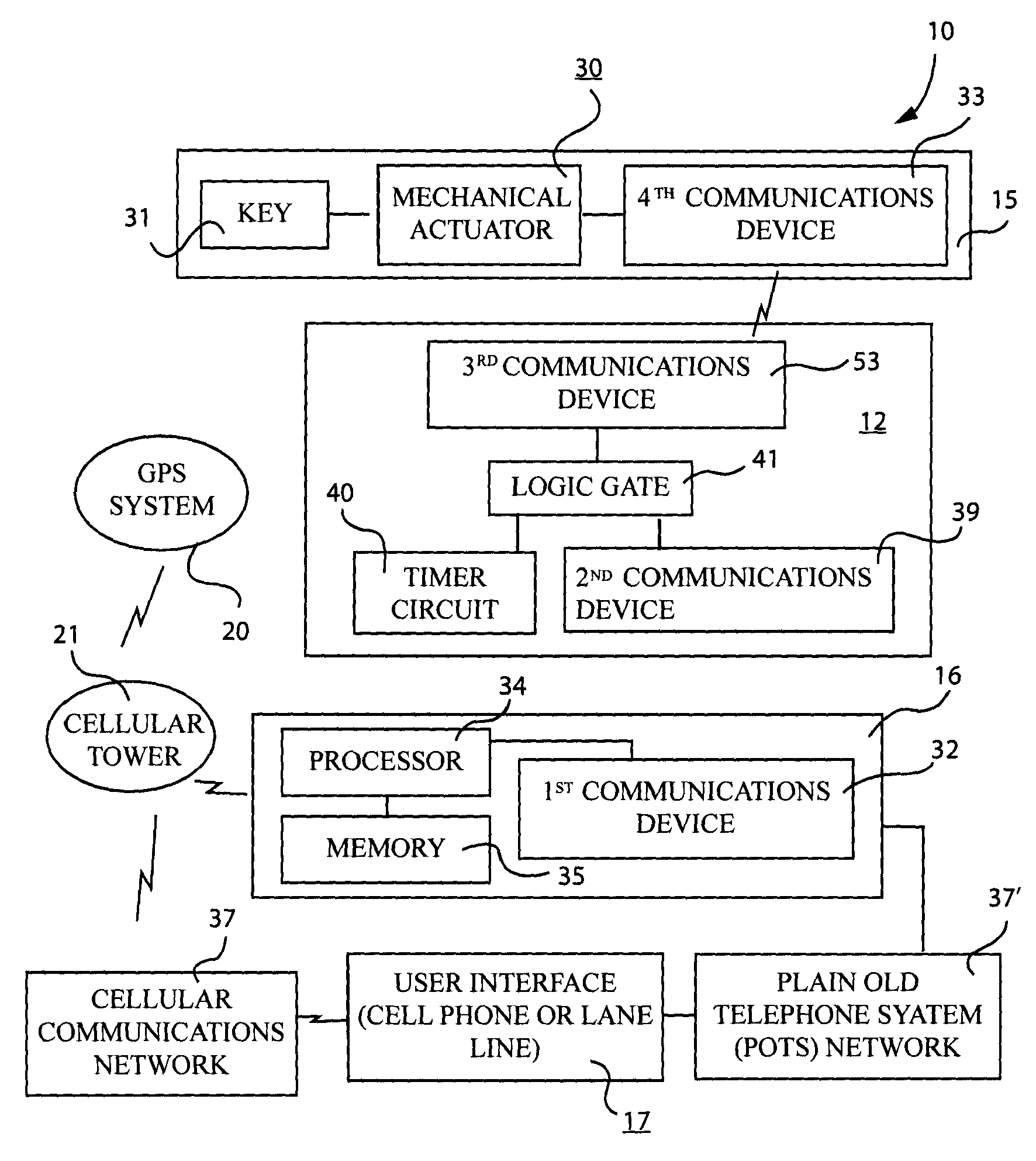 System, method and computer program product for remotely actuating a lock via a cellular communication link