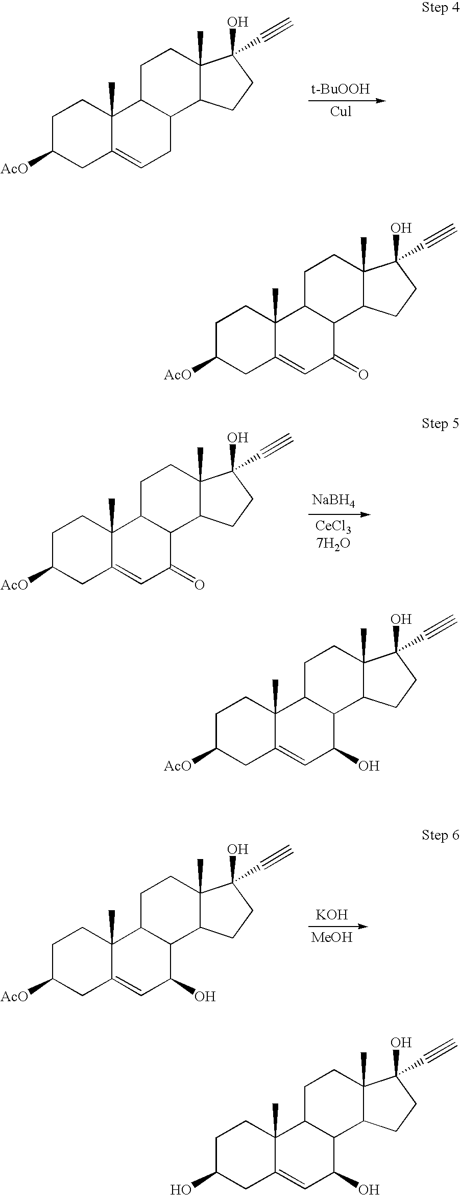 Methods for preparing 17-alkynyl-7-hydroxy steroids and related compounds