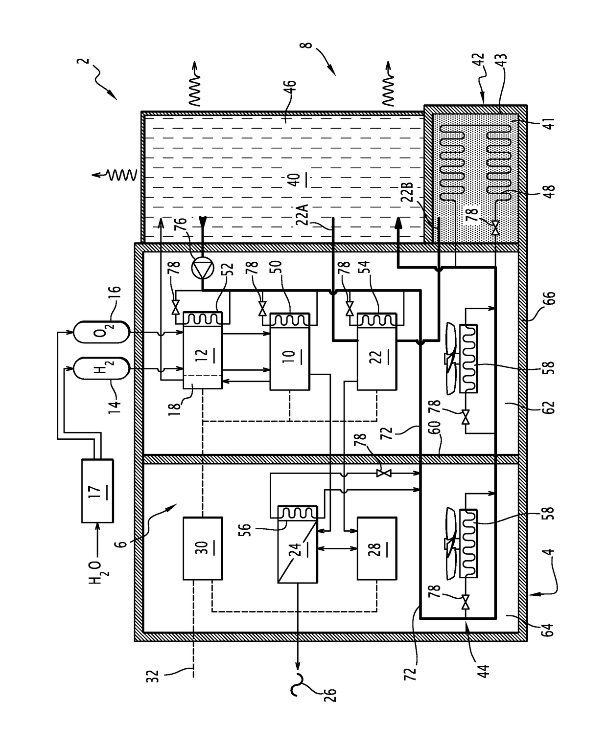 Power-generating system having a fuel cell