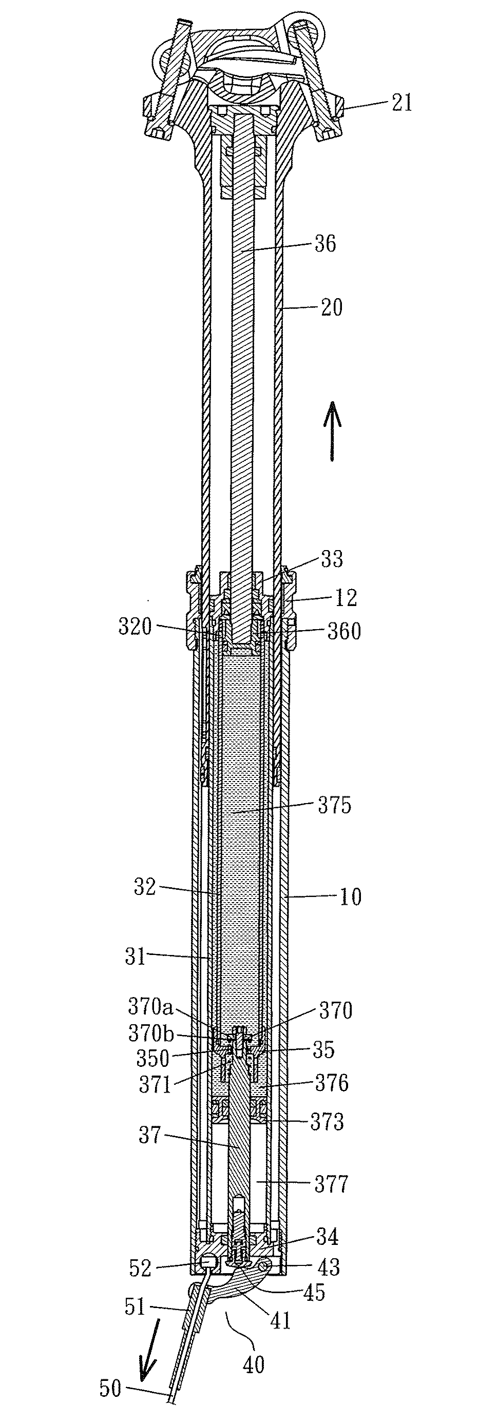 Height adjusting device for a bicycle seat post